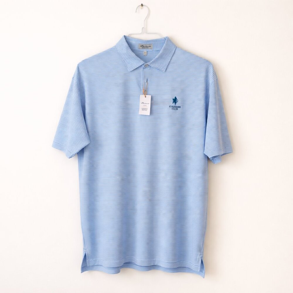 Peter Millar Summer Comfort Men’s Polo Shirt Size XL Blue & White Stripe NWT
